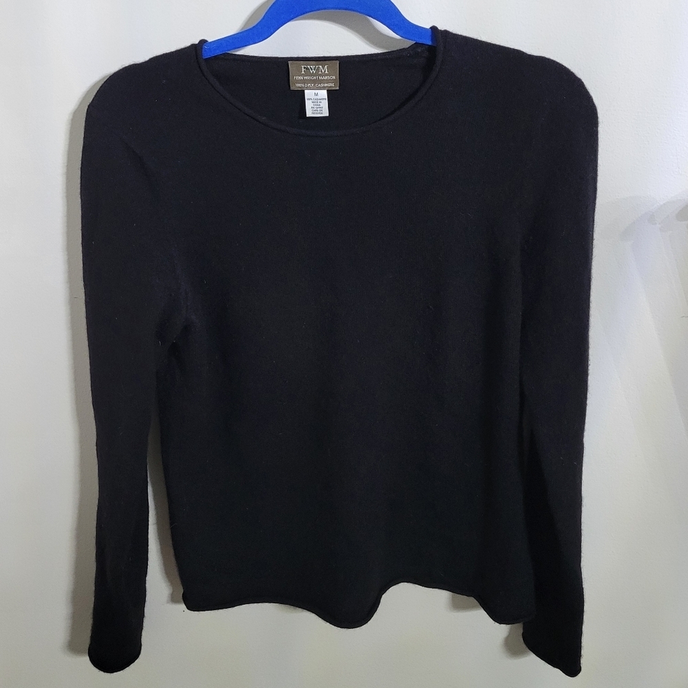 Fenn Wright Manson Black Long Sleeve 100% 2-Ply Cashmere Top Sweater, Size M